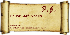 Prusz Jávorka névjegykártya